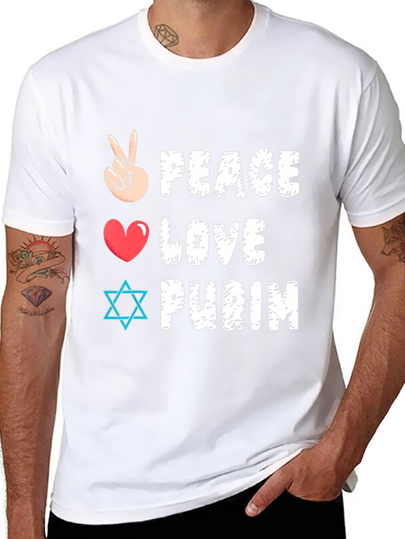 Peace Love Purim T-Shirt Jewish Holiday Tee