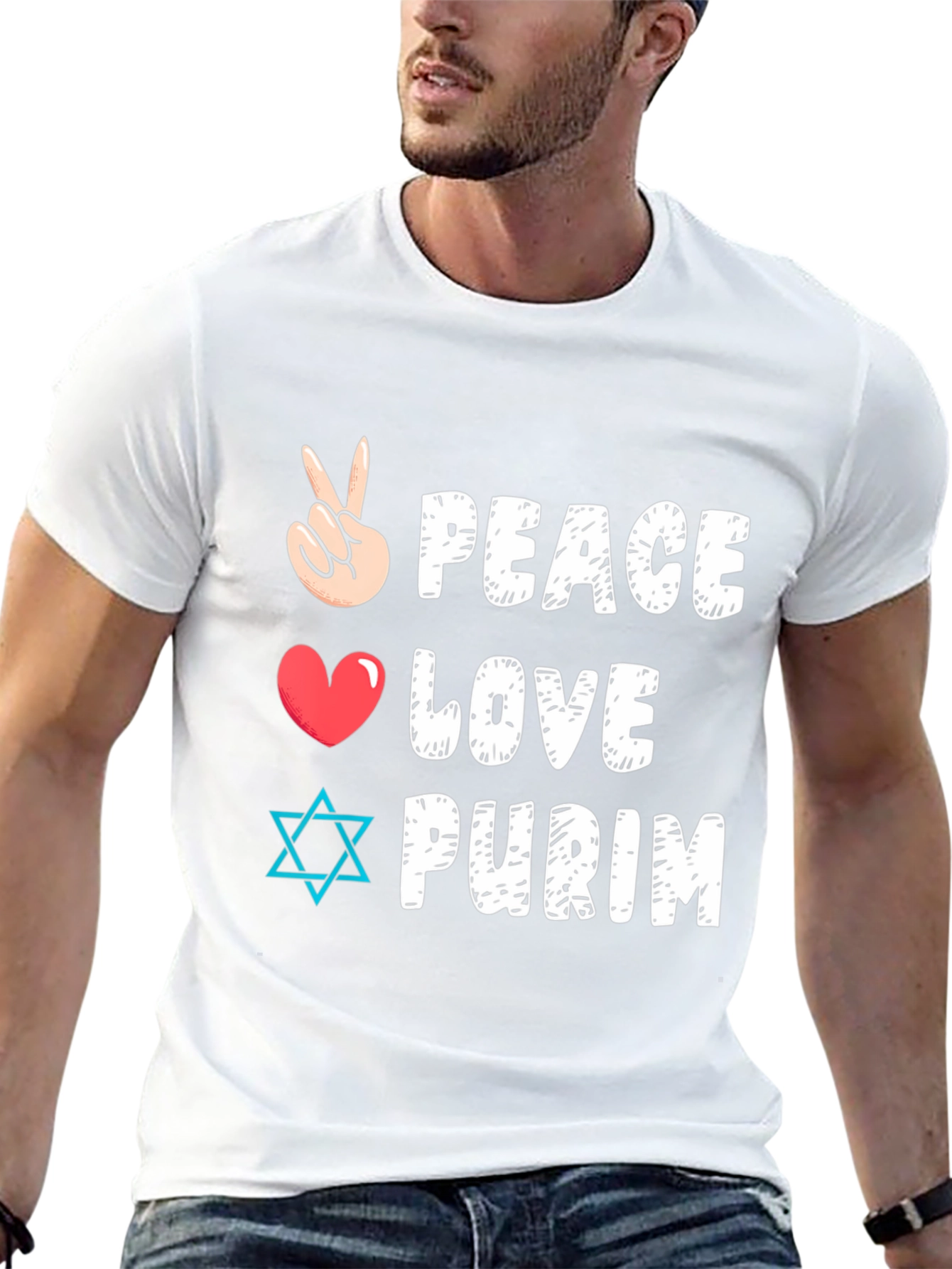 Peace Love Purim T-Shirt Jewish Holiday Tee
