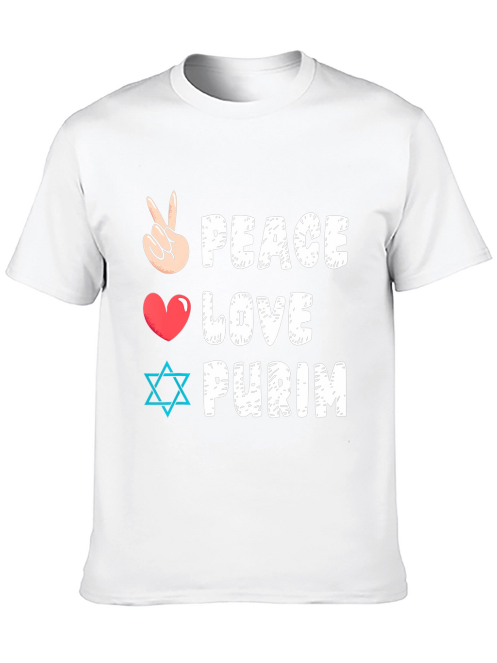 Peace Love Purim T-Shirt Jewish Holiday Tee