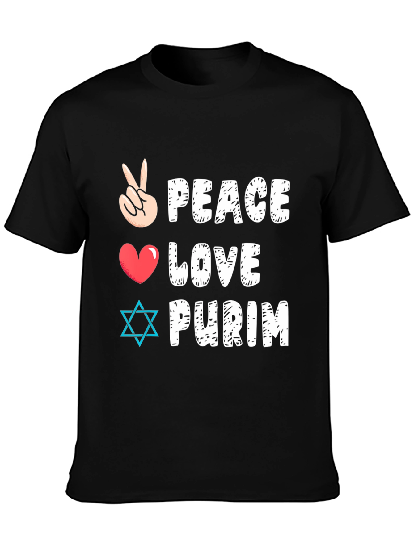Peace Love Purim T-Shirt Jewish Holiday Tee