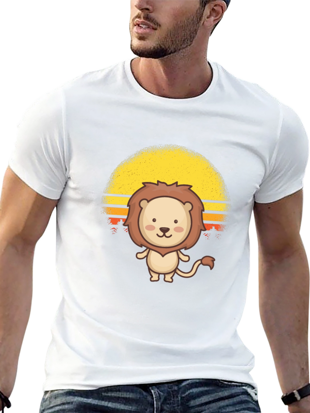 Cute Lion Sunset Graphic Tee