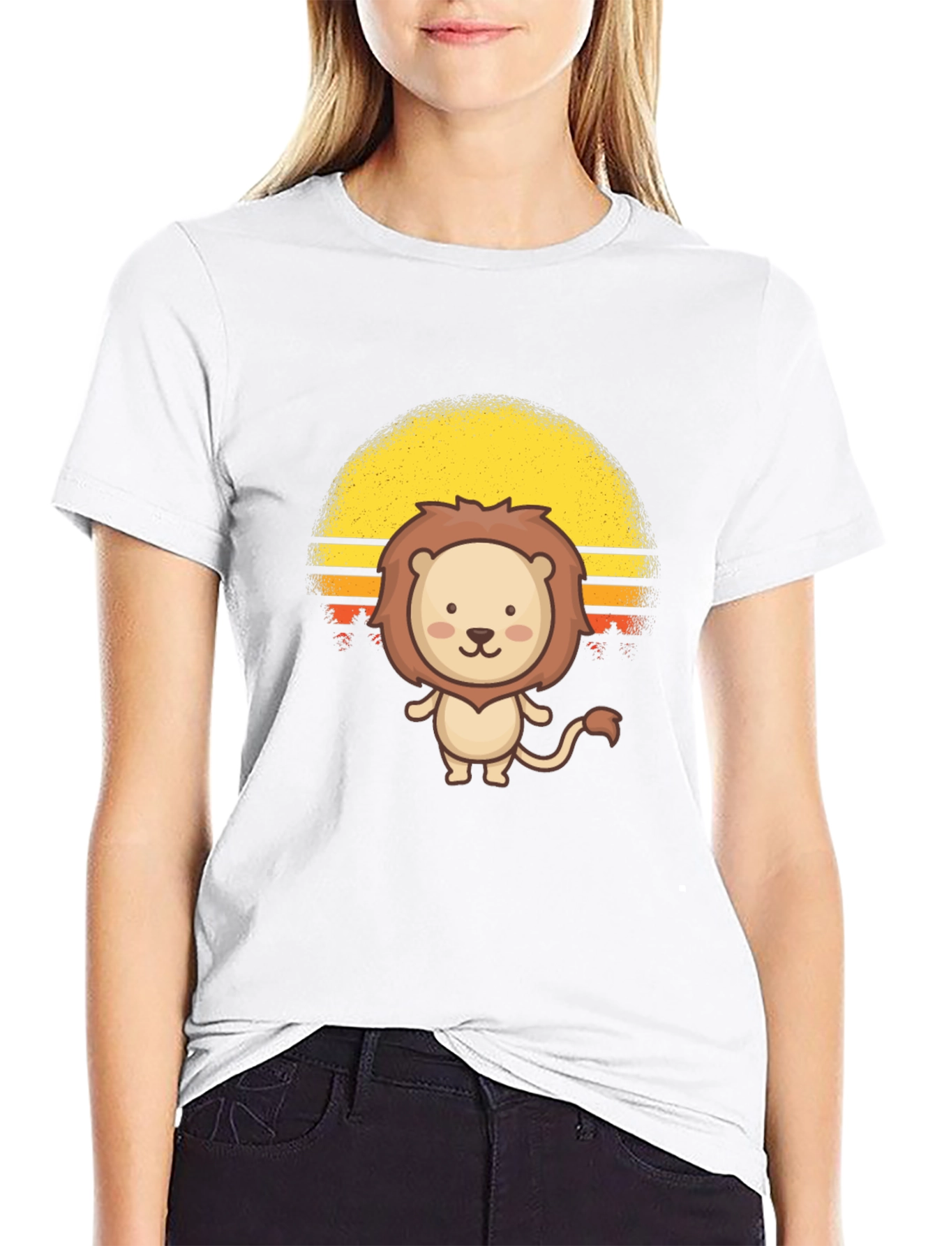 Cute Lion Sunset Graphic Tee