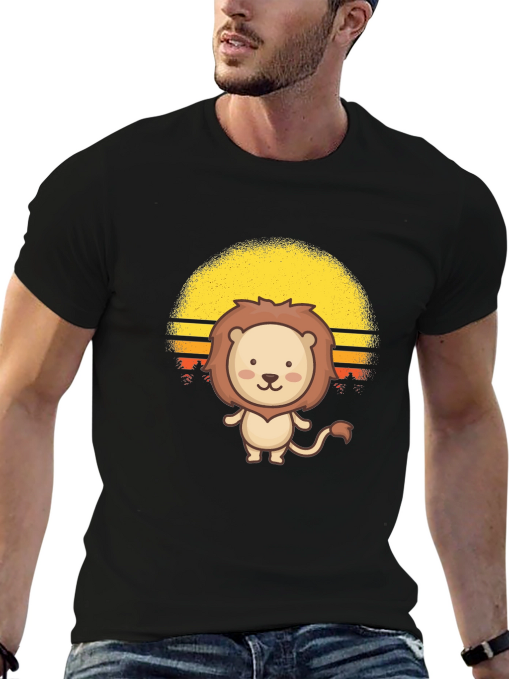 Cute Lion Sunset Graphic Tee