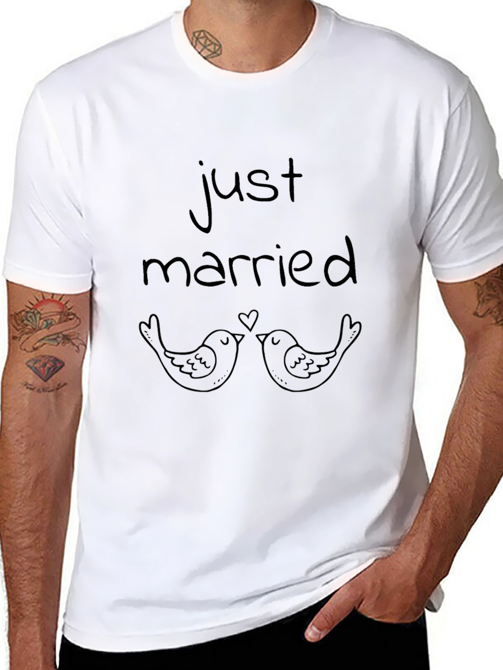 Just Married Birds Graphic T-Shirt