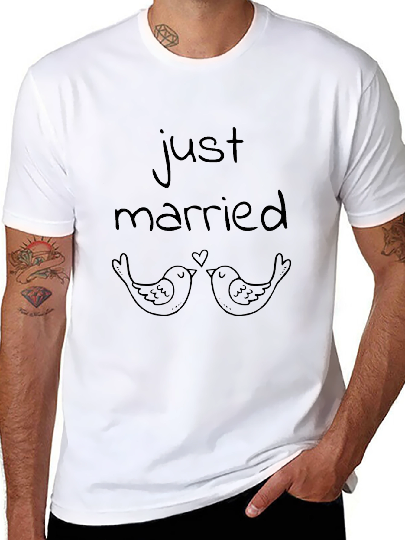 Just Married Birds Graphic T-Shirt