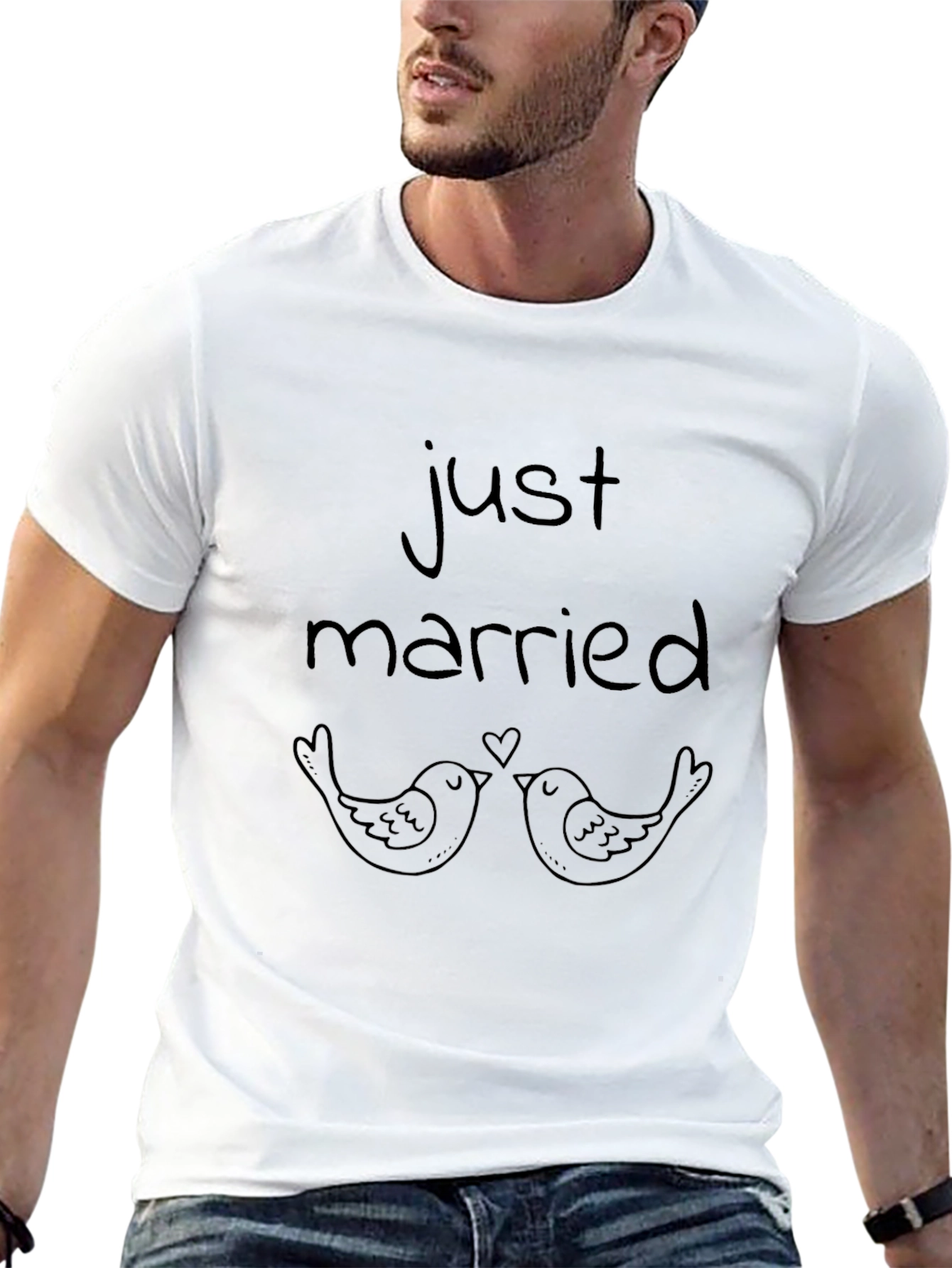 Just Married Birds Graphic T-Shirt