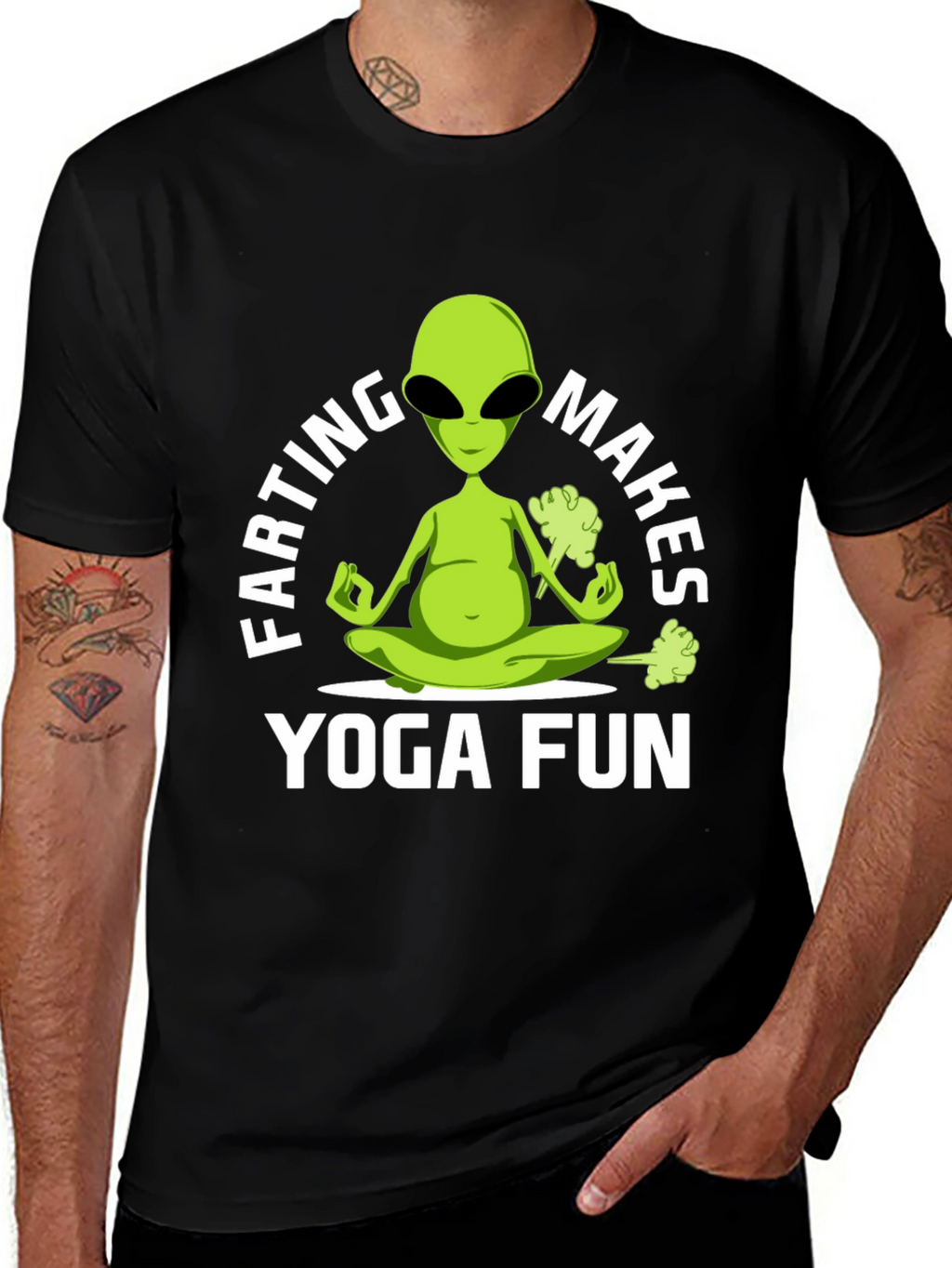 Farting Alien Yoga Funny T-Shirt