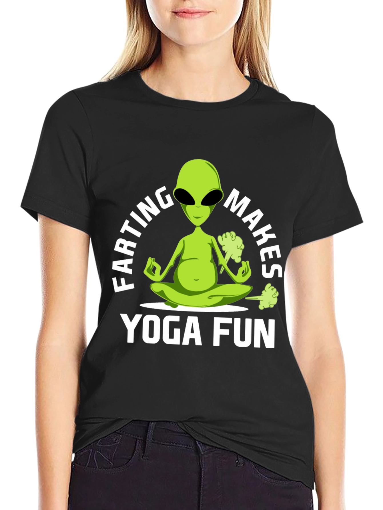 Farting Alien Yoga Funny T-Shirt