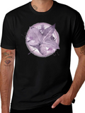 Artistic Leaf Print Black T-Shirt