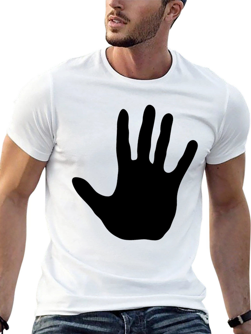 Black T-Shirt with Hand Print