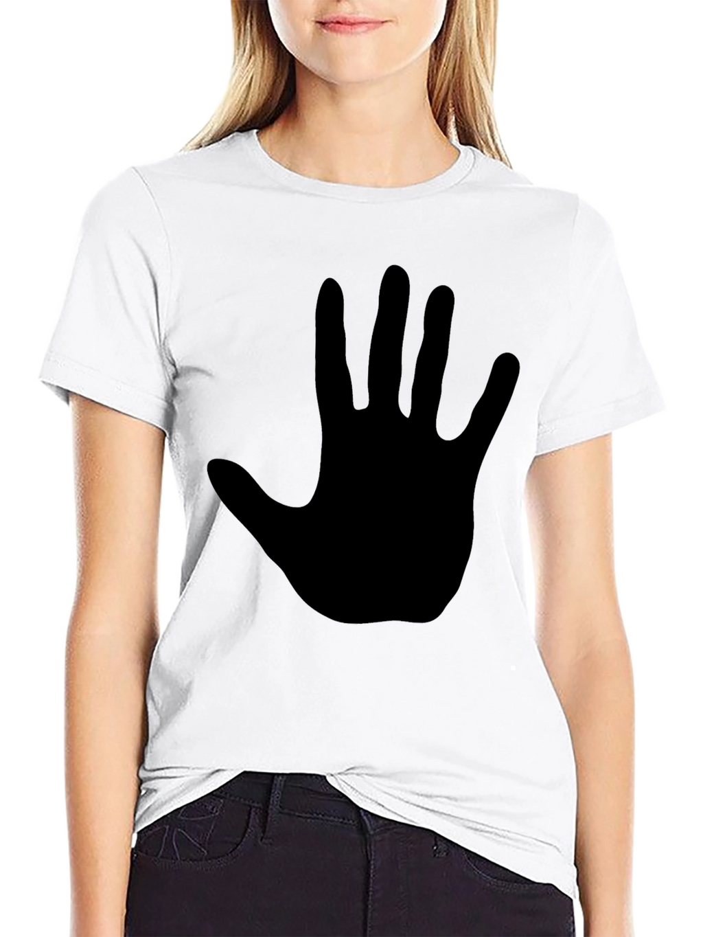 Black T-Shirt with Hand Print