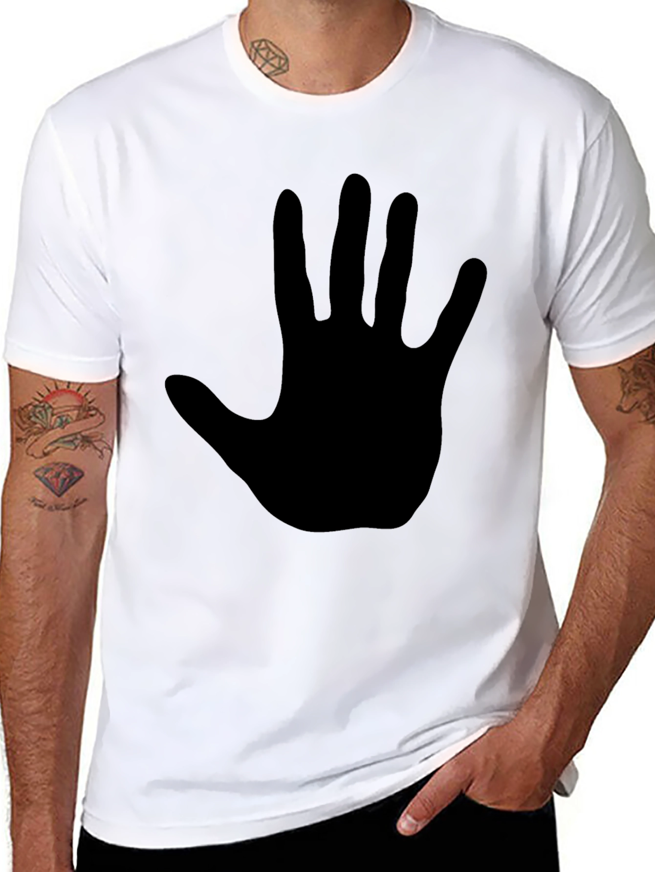 Black T-Shirt with Hand Print