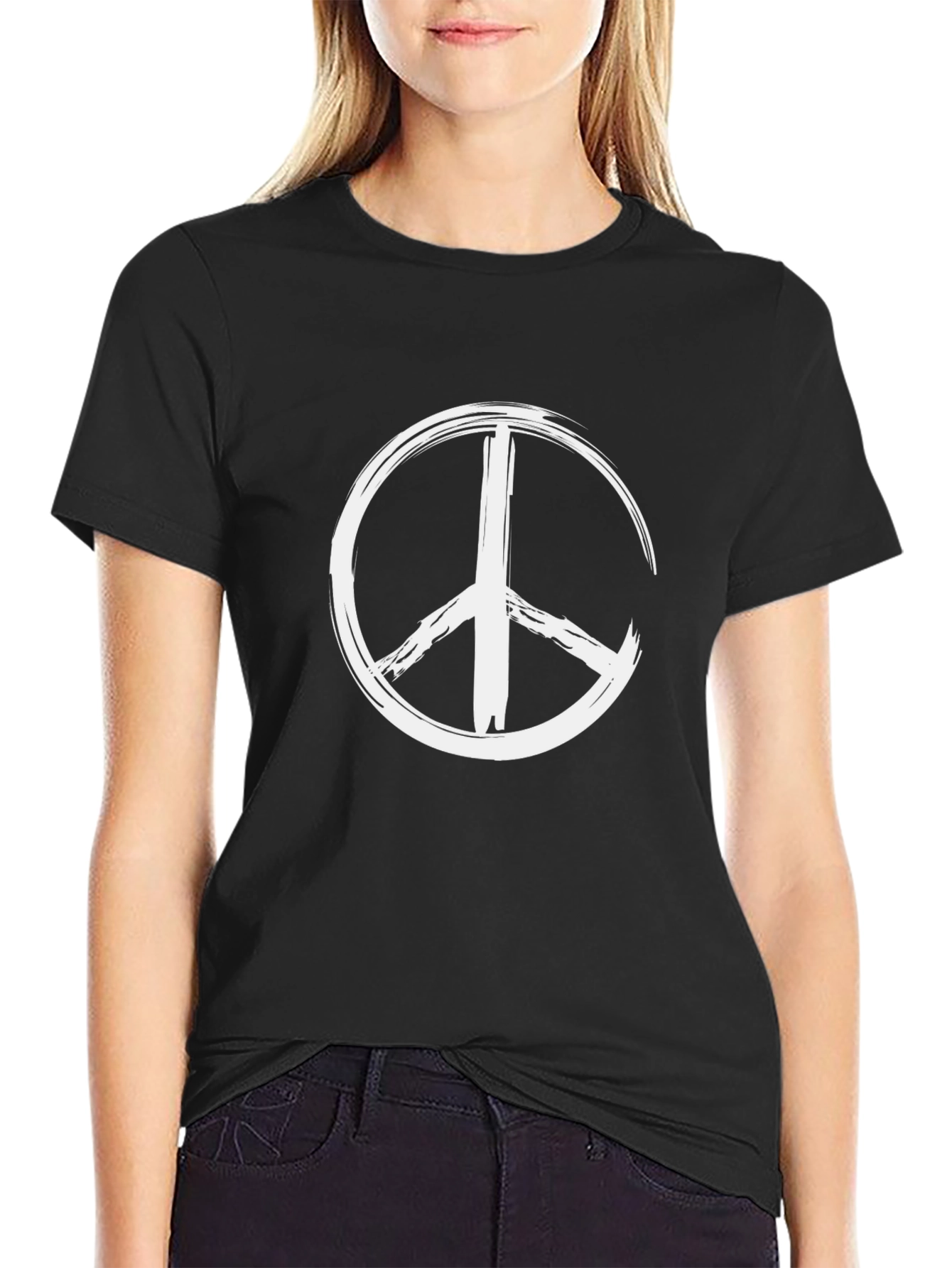 Peace Sign Graphic Black T-Shirt