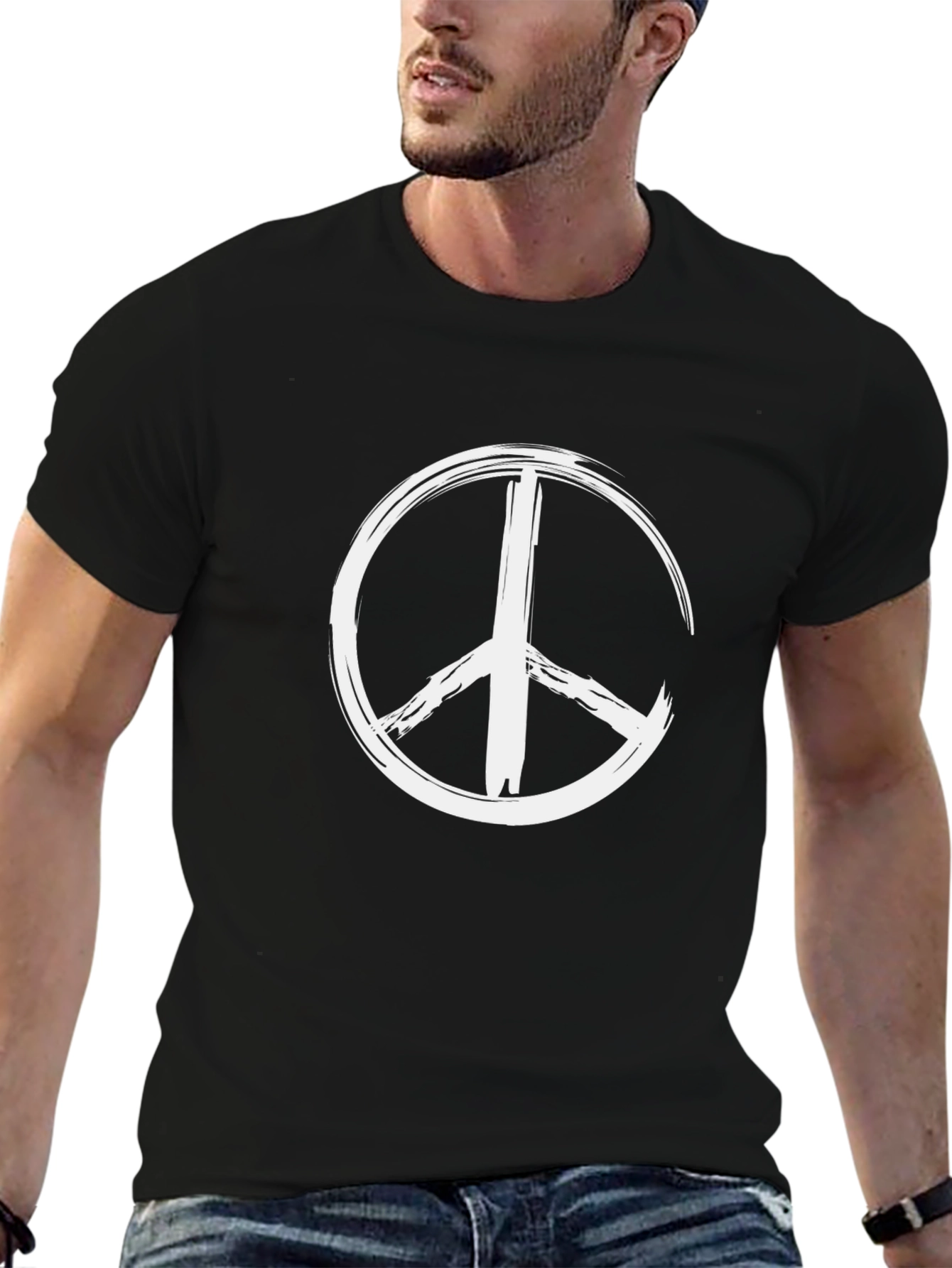 Peace Sign Graphic Black T-Shirt