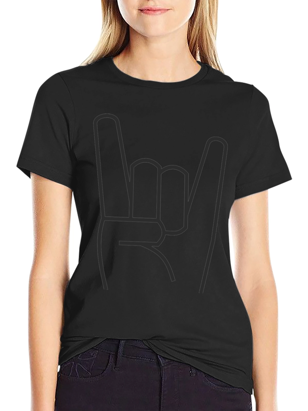 Rock On Hand Sign Black T-Shirt
