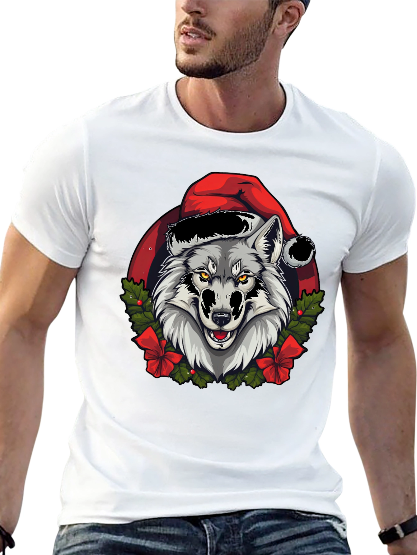 Festive Wolf Graphic Tee