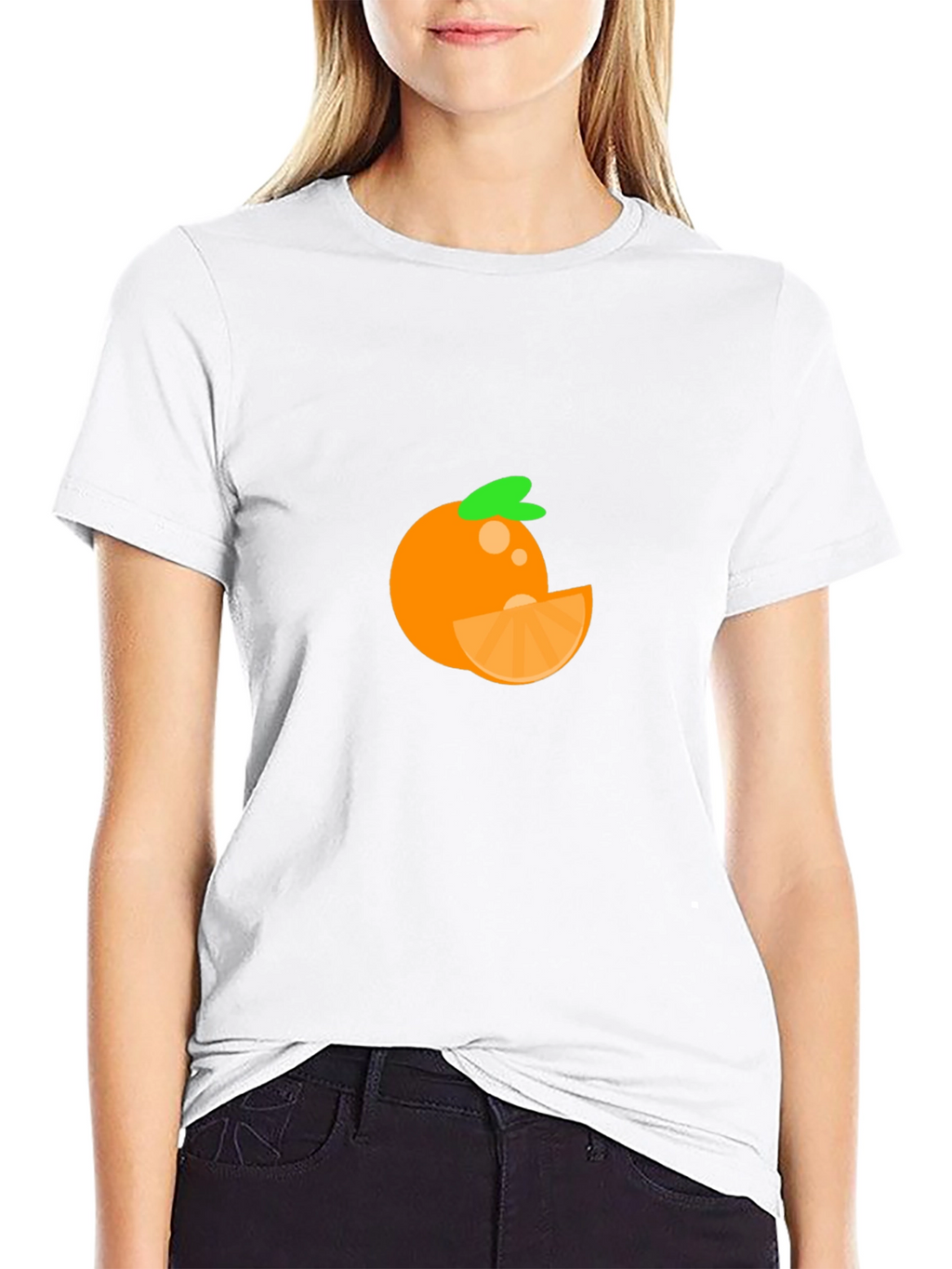 Orange Fruit Graphic Tee - Casual Black T-Shirt