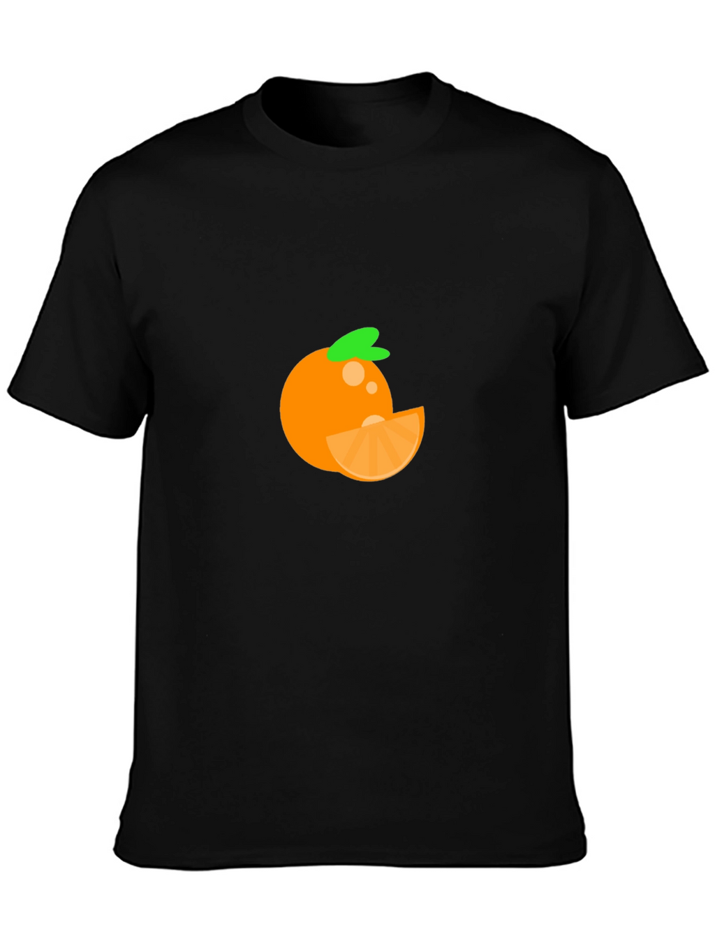 Orange Fruit Graphic Tee - Casual Black T-Shirt