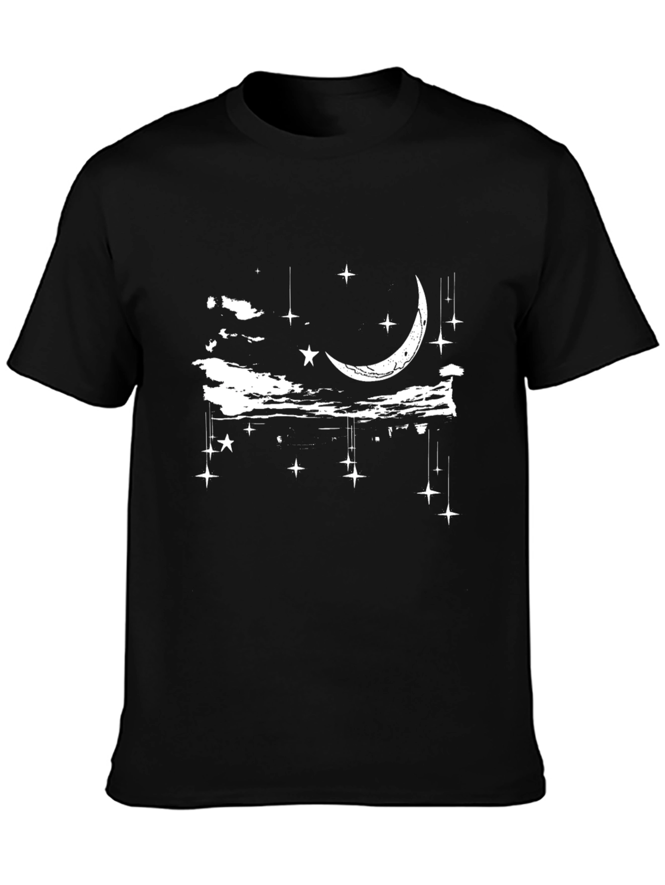 Celestial Moon & Stars Black T-Shirt