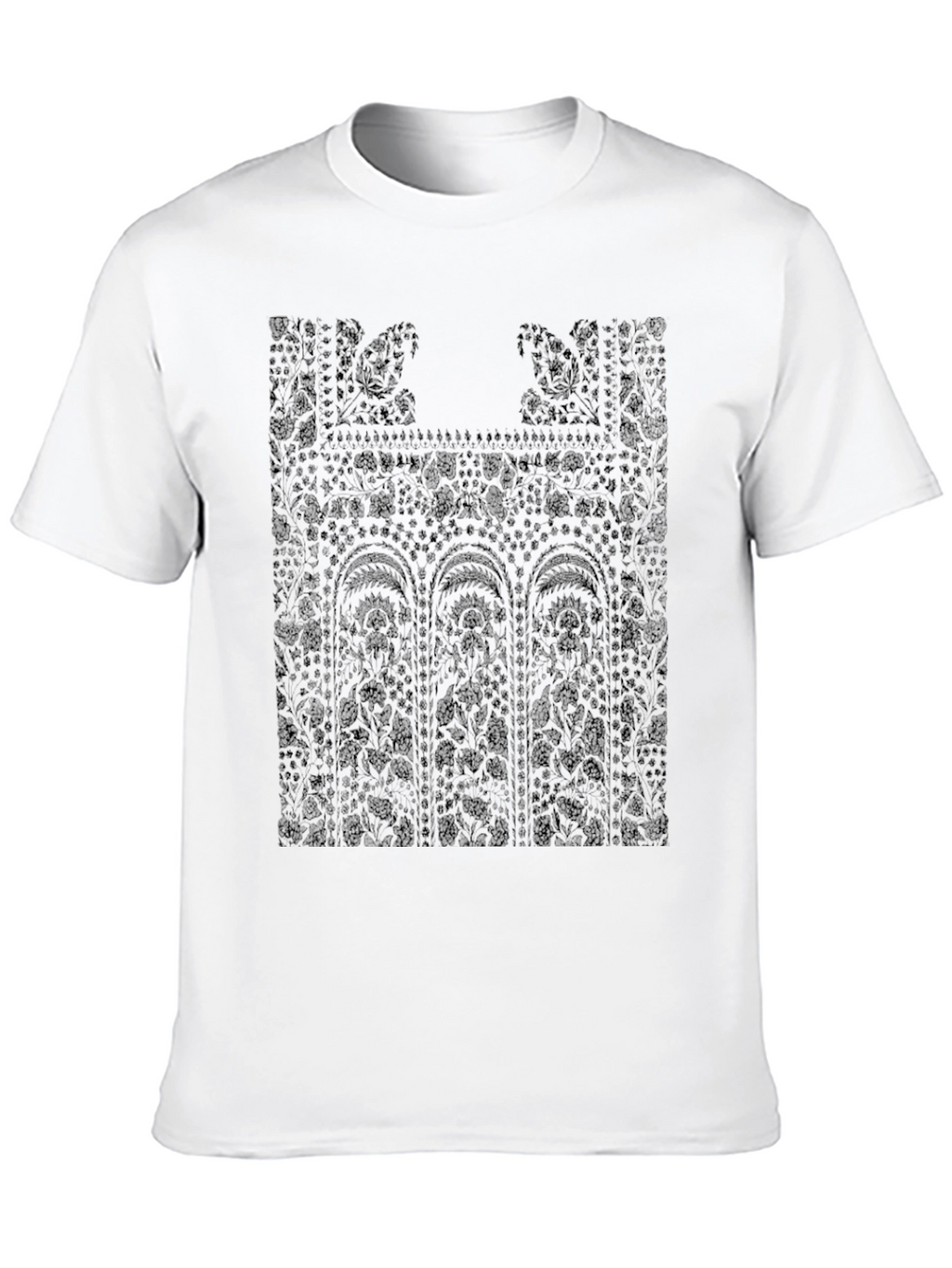 Floral Lace Print Black T-Shirt