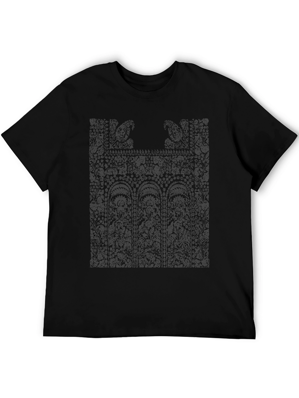 Floral Lace Print Black T-Shirt