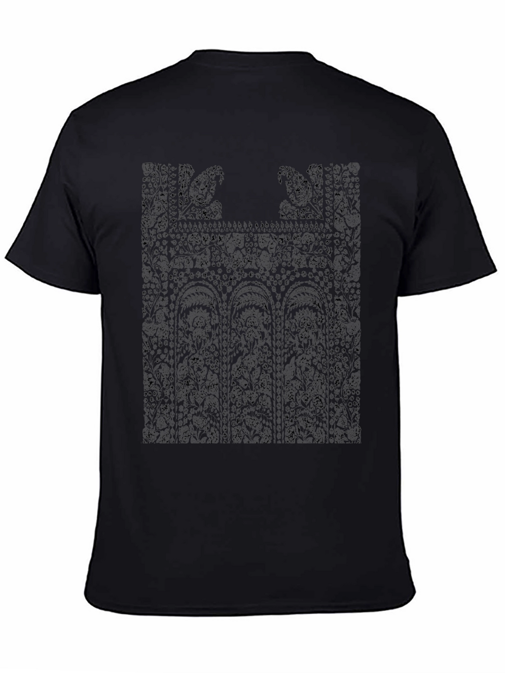 Floral Lace Print Black T-Shirt