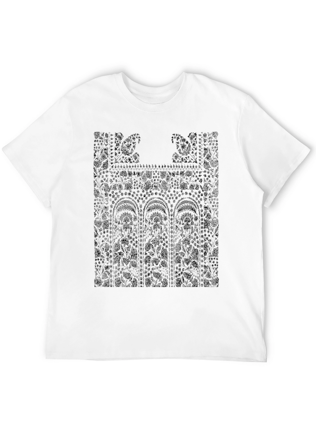 Floral Lace Print Black T-Shirt