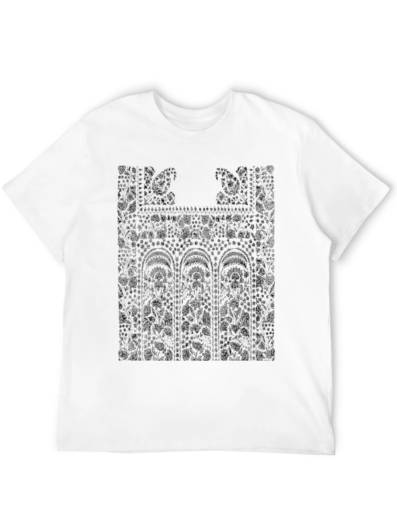 Floral Lace Print Black T-Shirt