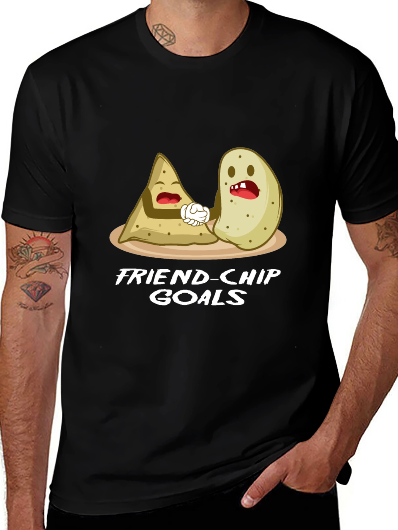 Friend-chip Goals Black Graphic Tee