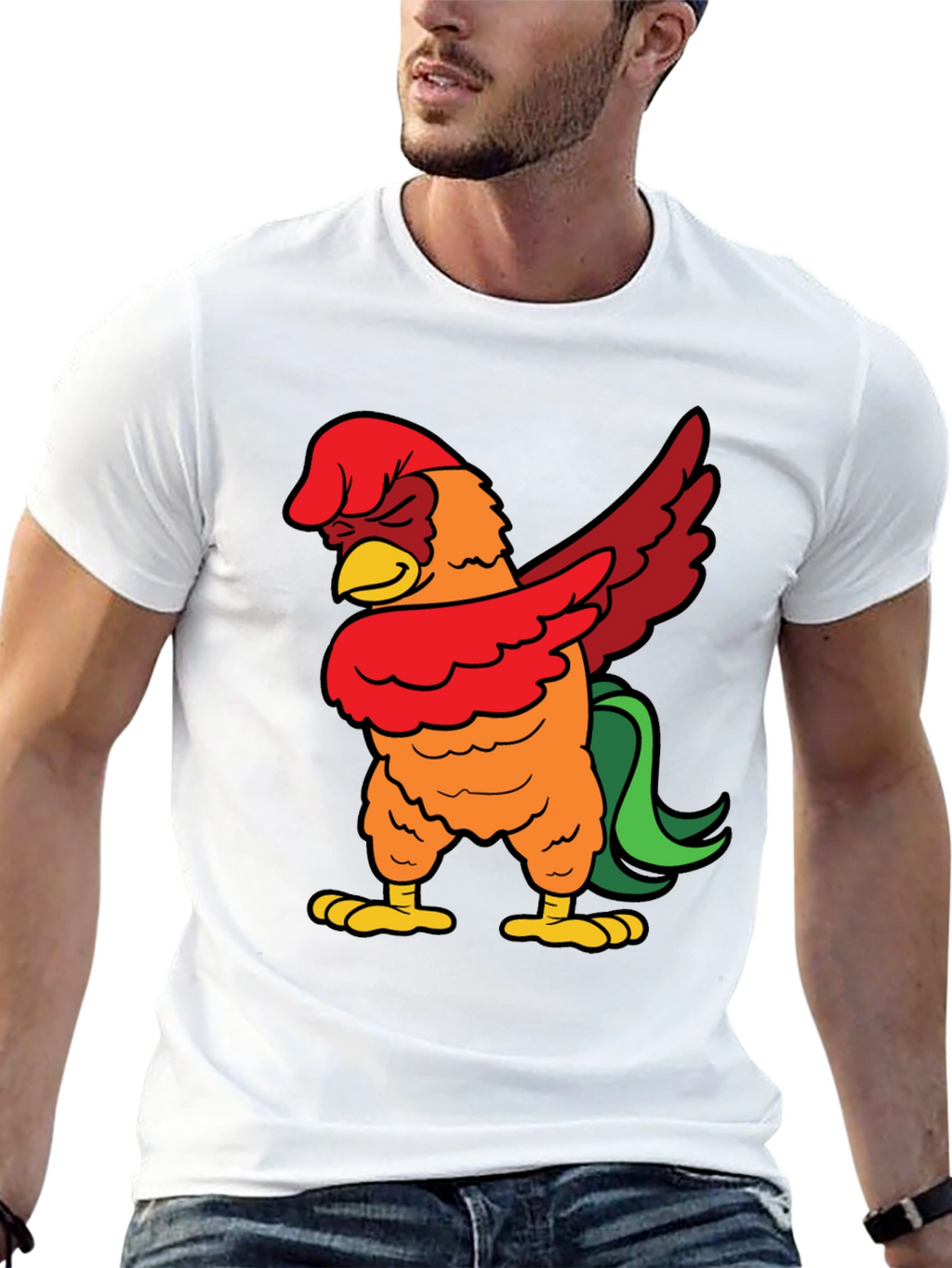 Dabbing Rooster Graphic Tee - Funny Chicken Dab T-Shirt