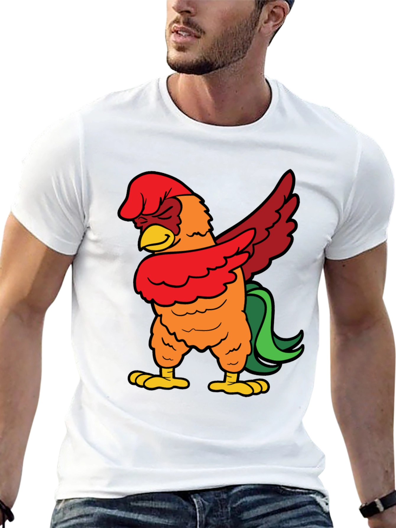 Dabbing Rooster Graphic Tee - Funny Chicken Dab T-Shirt