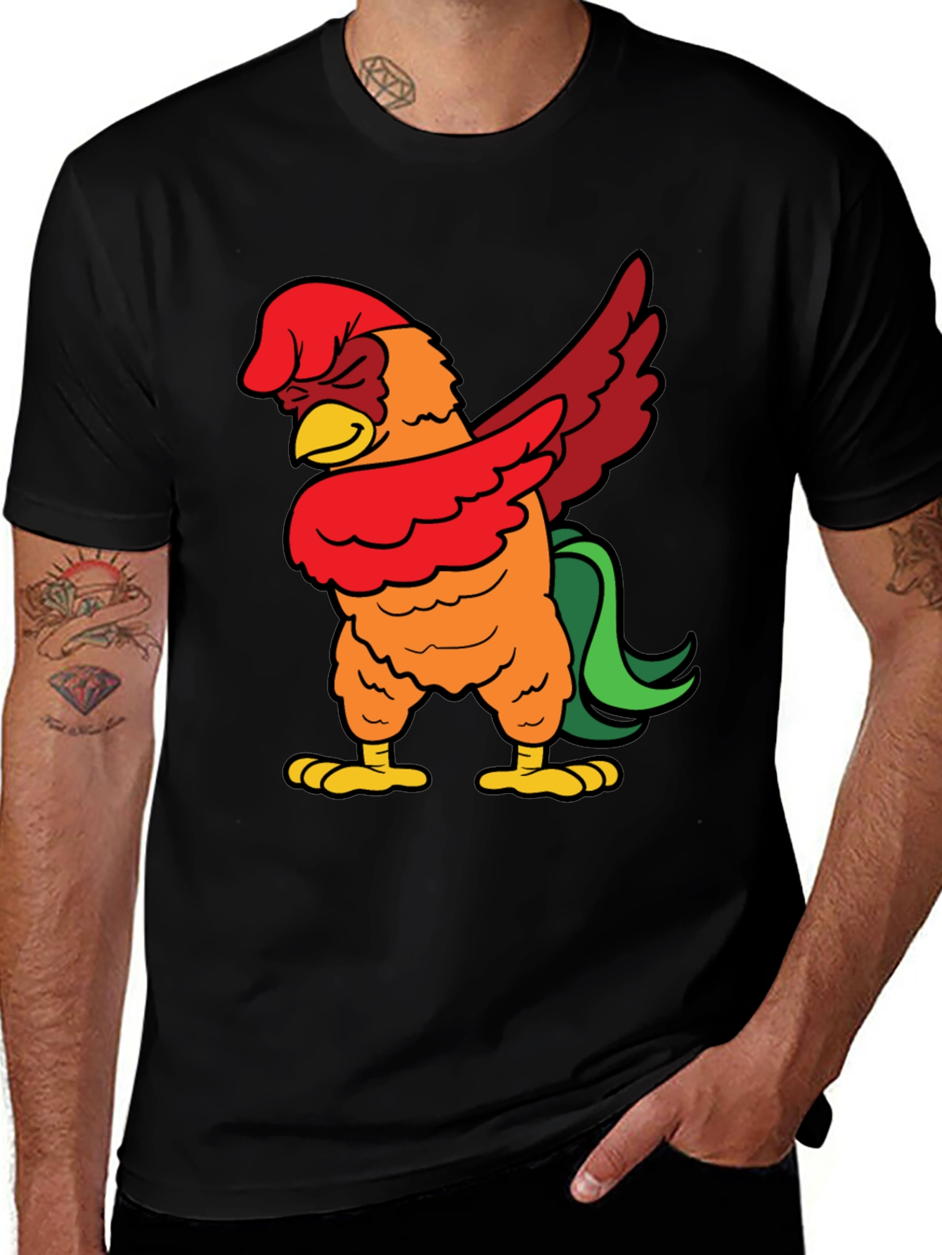Dabbing Rooster Graphic Tee - Funny Chicken Dab T-Shirt
