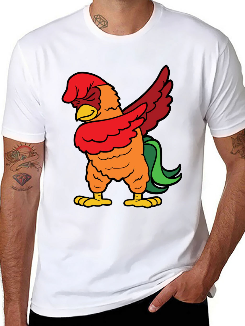 Dabbing Rooster Graphic Tee - Funny Chicken Dab T-Shirt