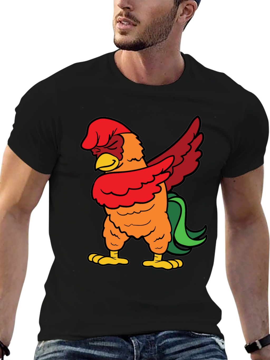 Dabbing Rooster Graphic Tee - Funny Chicken Dab T-Shirt