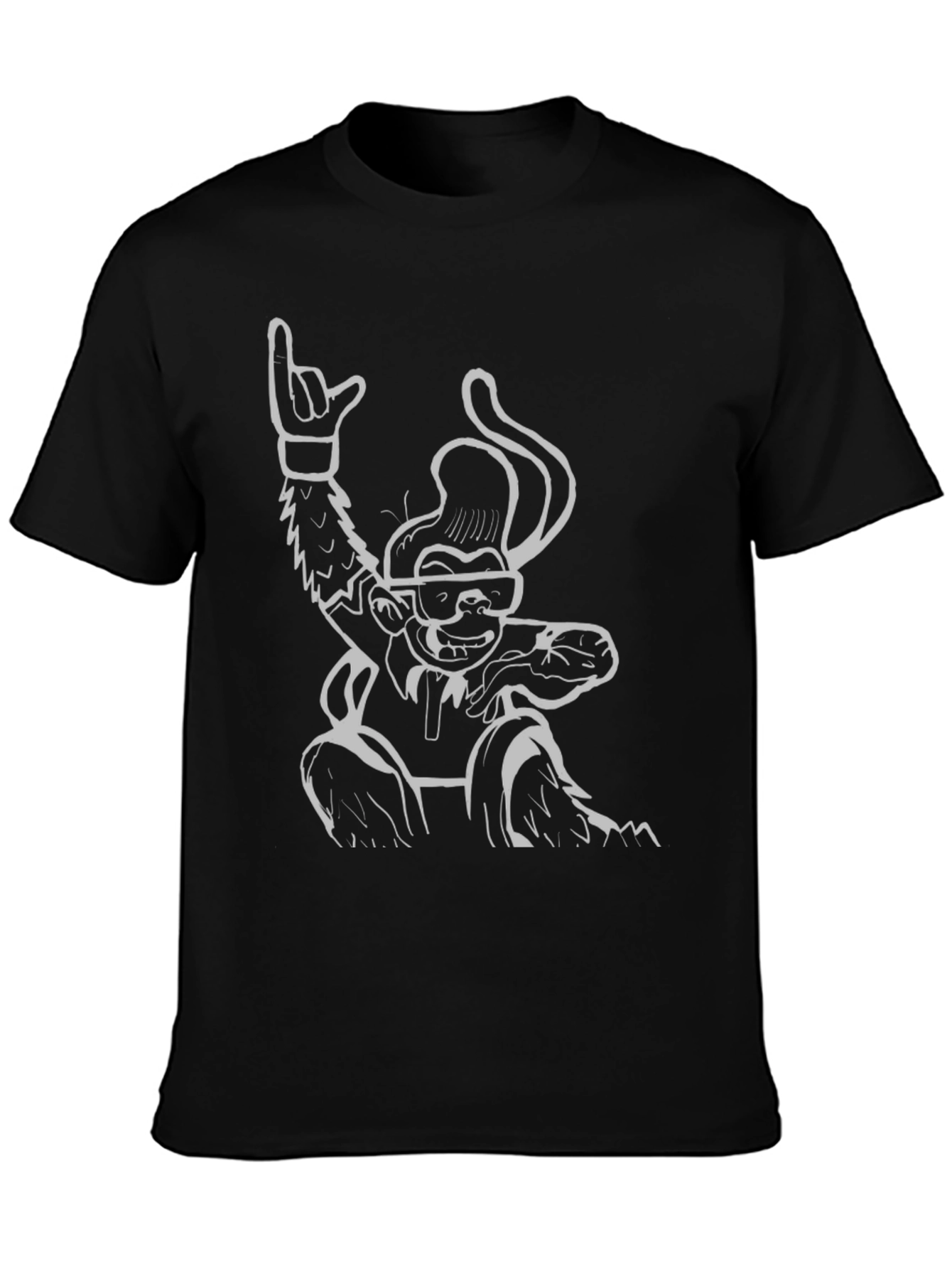 Cool Monkey Graphic Tee - Black Cotton T-Shirt