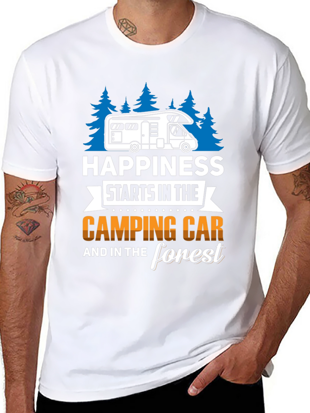 Camping Car & Forest Graphic T-Shirt