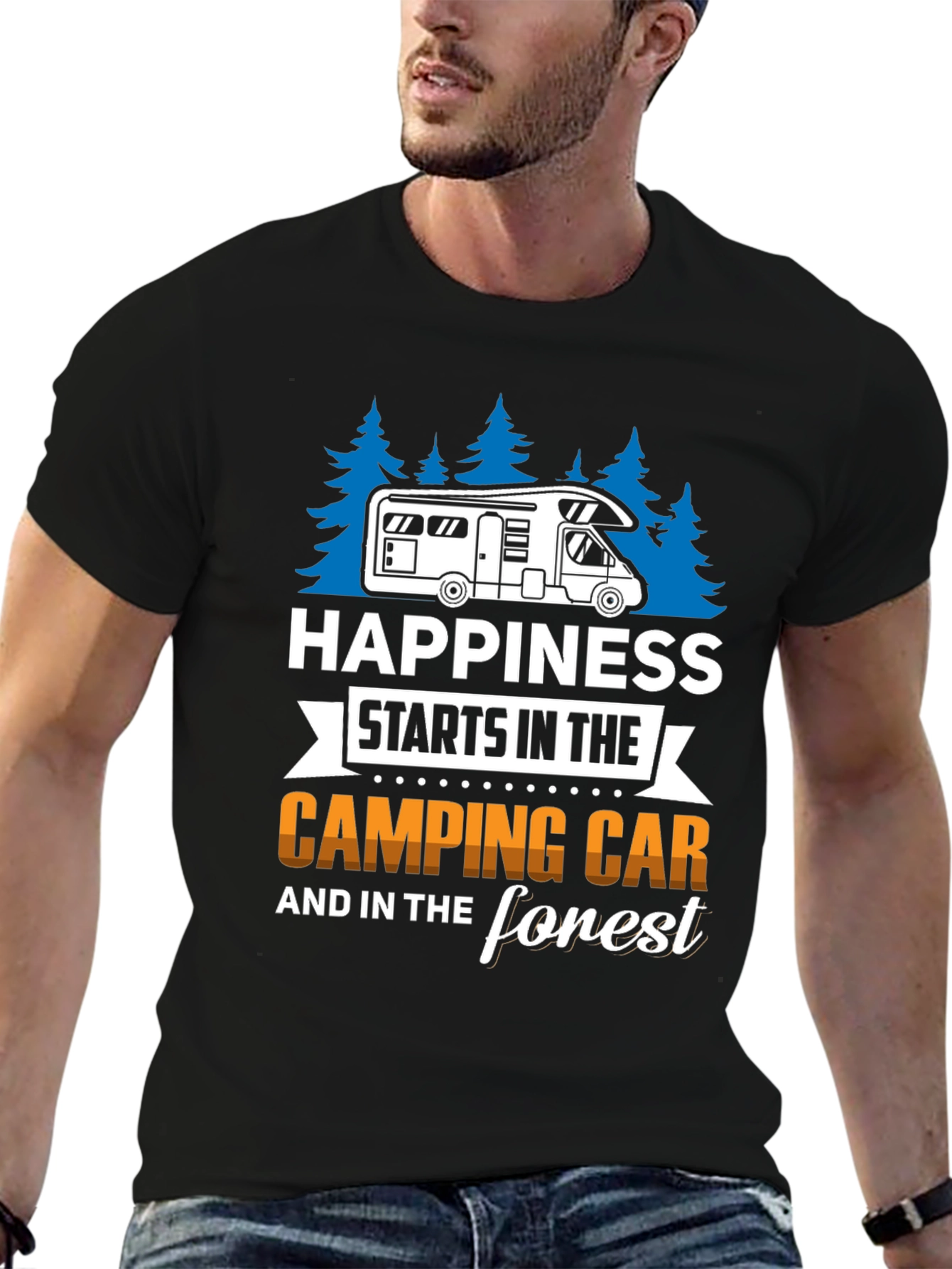 Camping Car & Forest Graphic T-Shirt