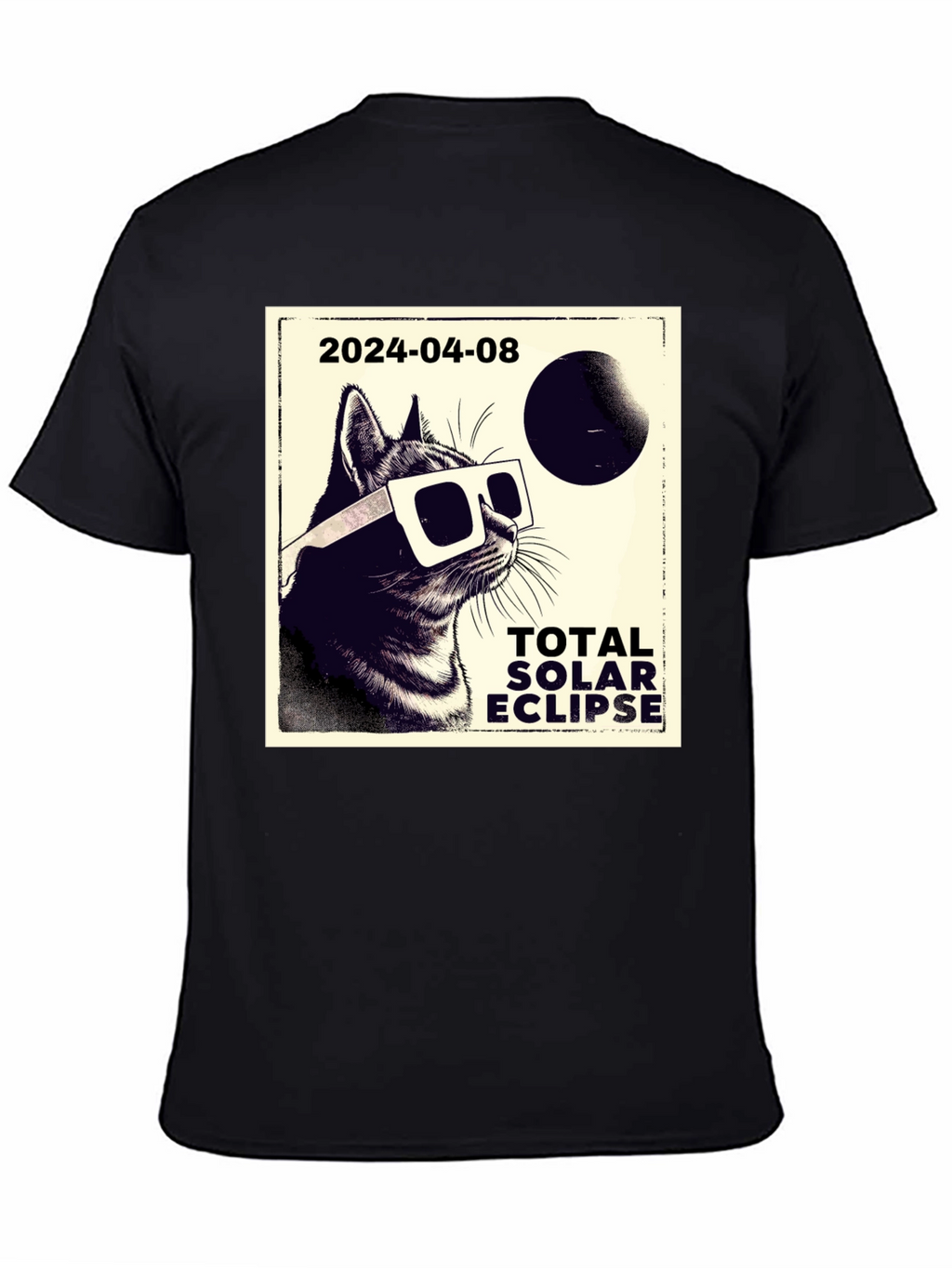 Total Solar Eclipse Cat T-Shirt - April 8 2024