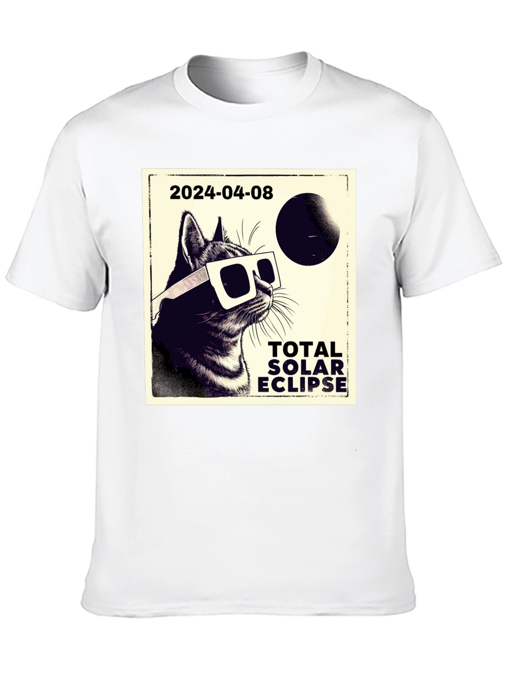 Total Solar Eclipse Cat T-Shirt - April 8 2024