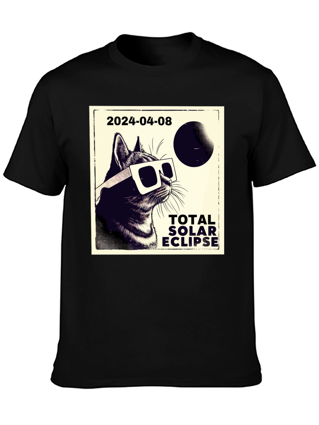 Total Solar Eclipse Cat T-Shirt - April 8 2024