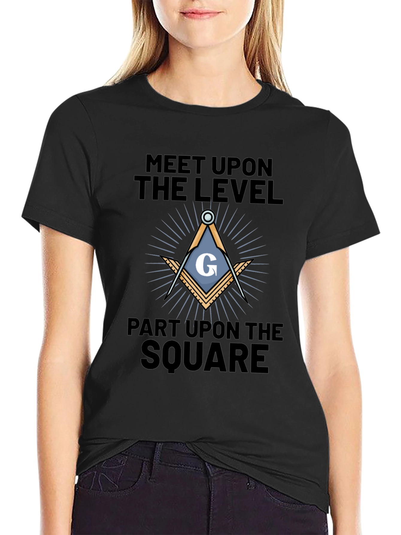 Freemason Meet Upon the Level Black T-Shirt