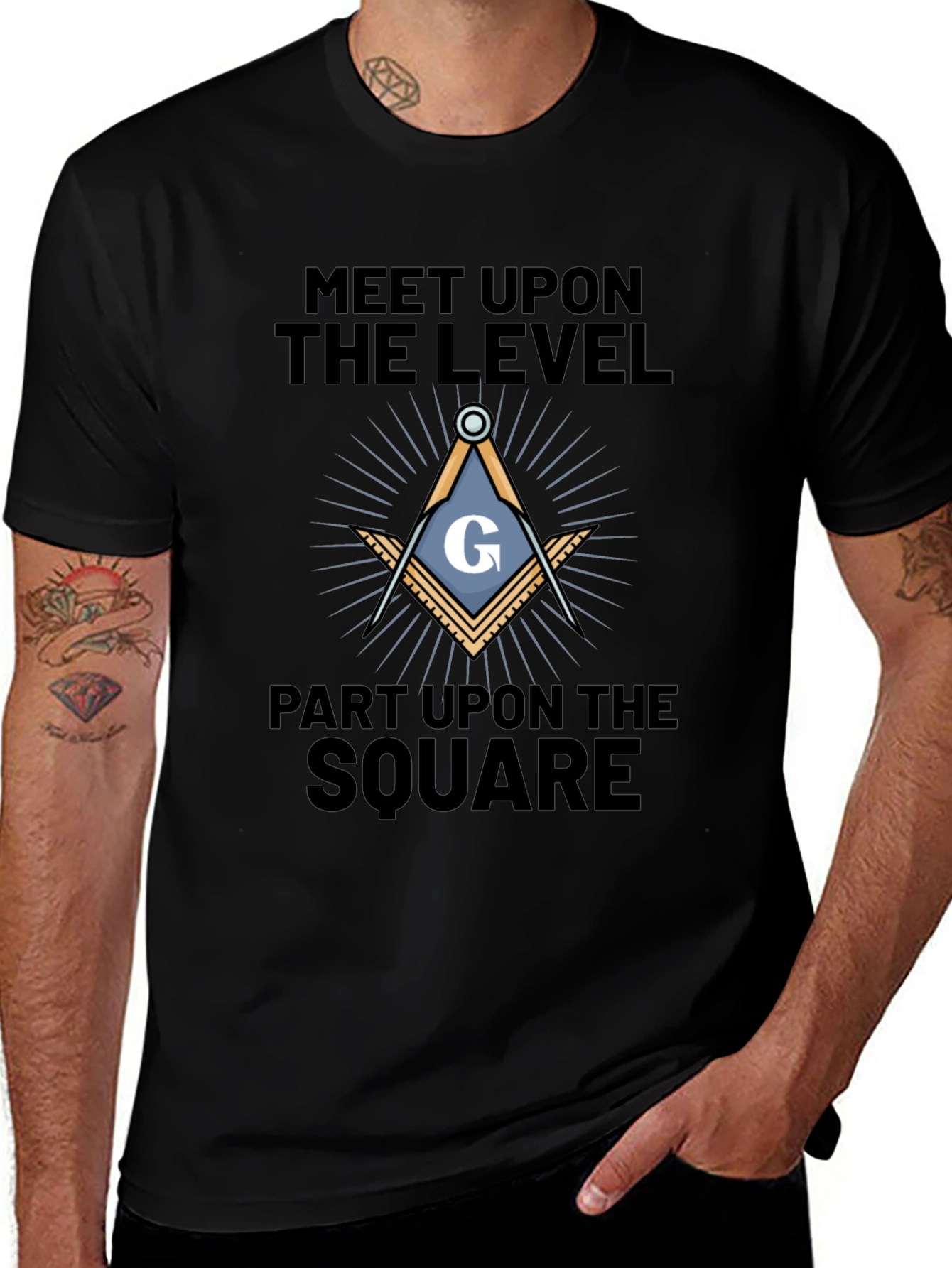 Freemason Meet Upon the Level Black T-Shirt