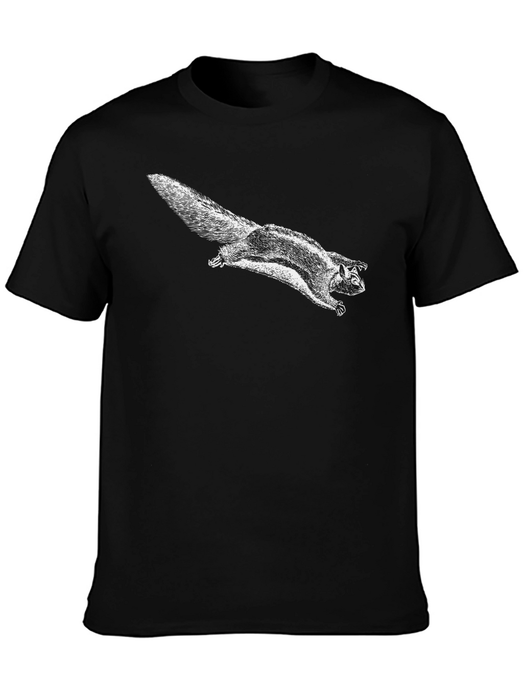 Flying Squirrel Graphic Tee - Black Cotton T-Shirt