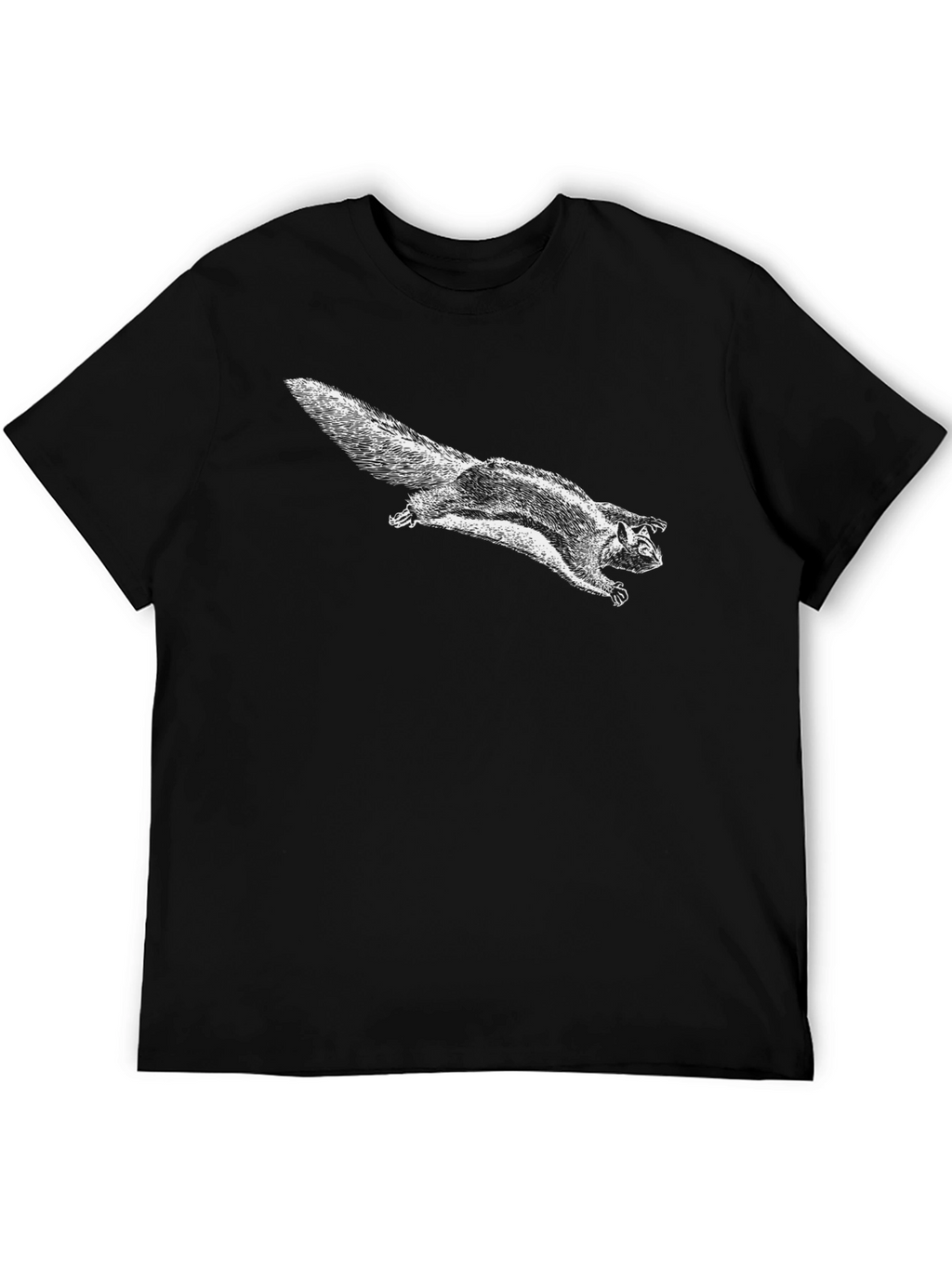 Flying Squirrel Graphic Tee - Black Cotton T-Shirt