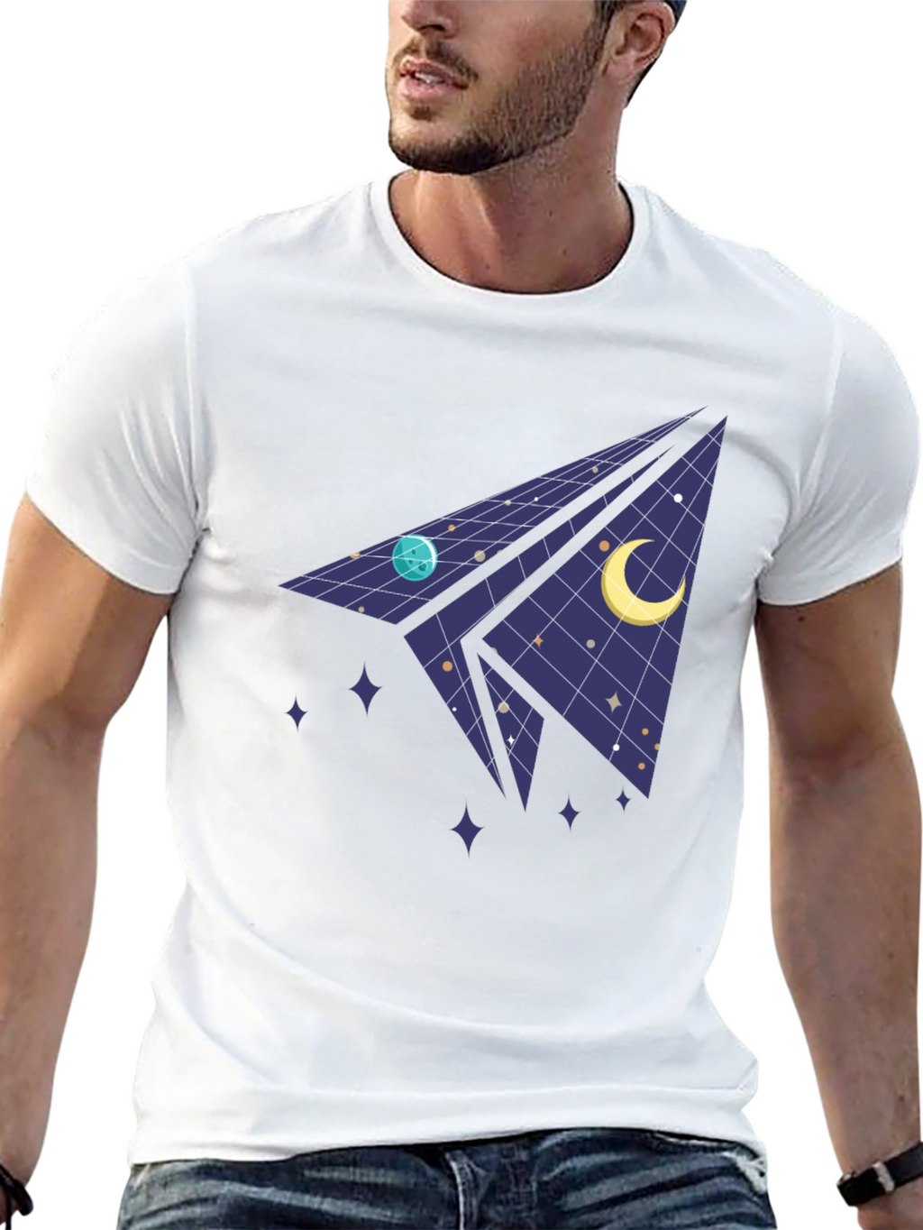 Cosmic Paper Plane Tee - Space Dreams T-Shirt