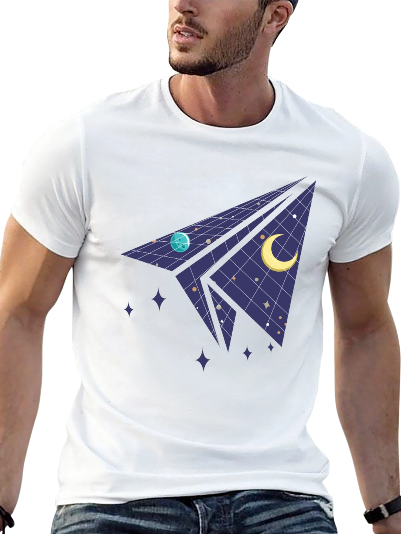 Cosmic Paper Plane Tee - Space Dreams T-Shirt