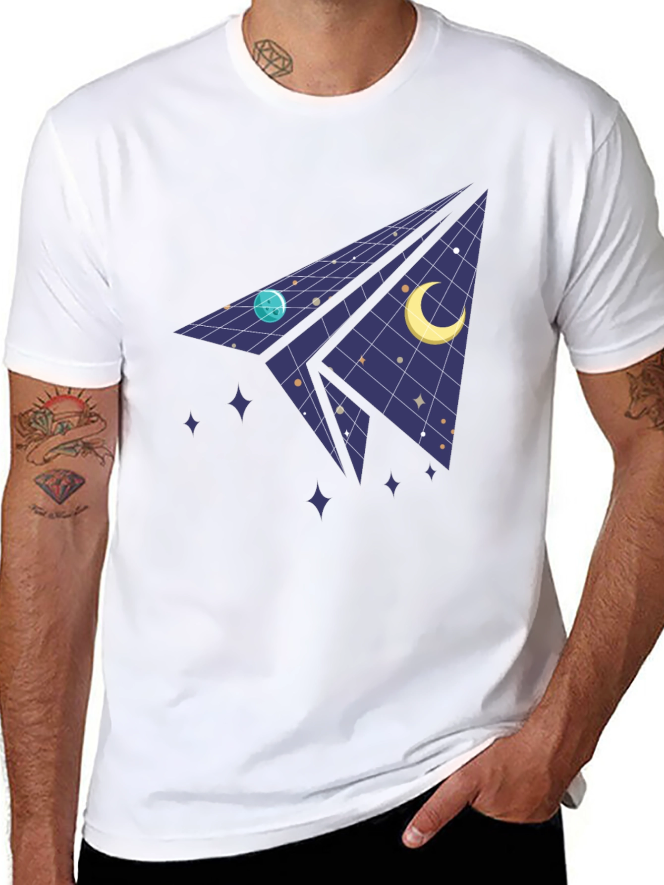 Cosmic Paper Plane Tee - Space Dreams T-Shirt