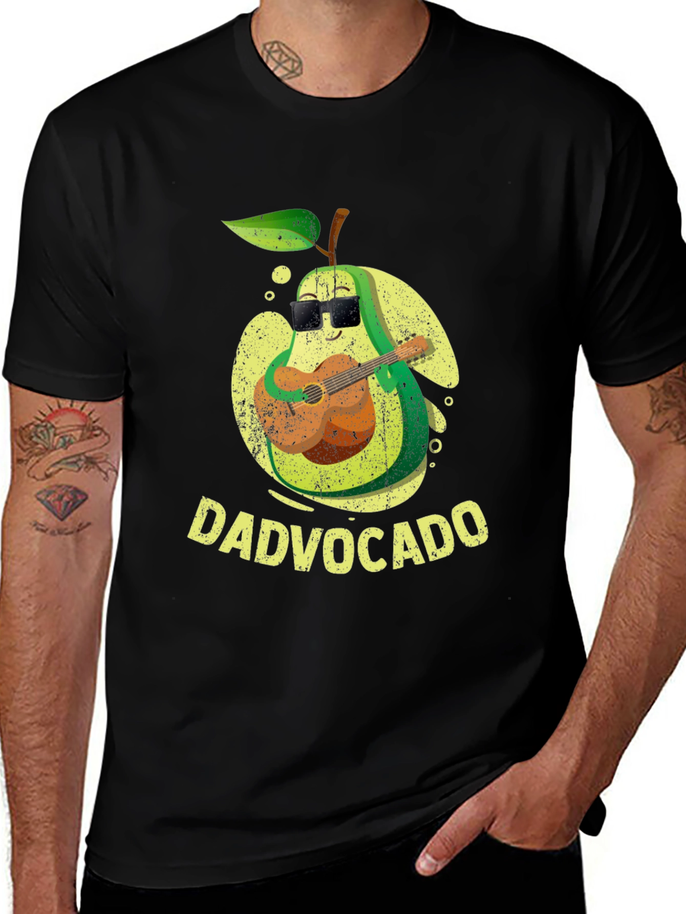 Dadvocado Avocado Guitar Player Graphic T-Shirt