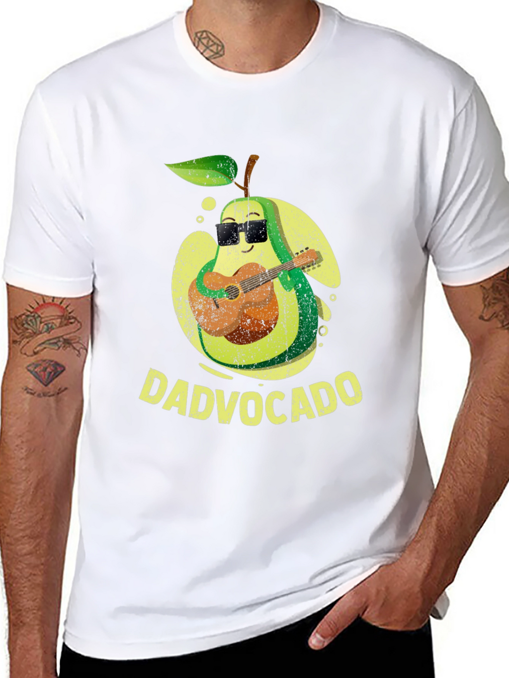Dadvocado Avocado Guitar Player Graphic T-Shirt