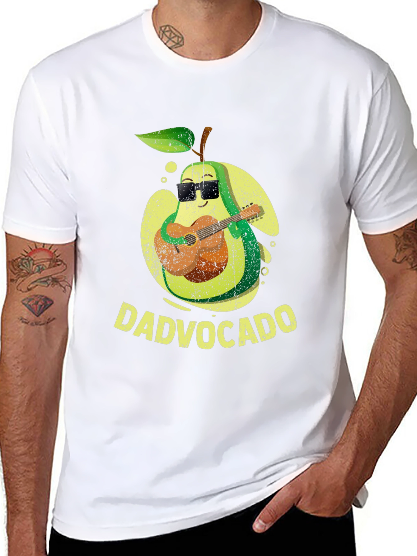 Dadvocado Avocado Guitar Player Graphic T-Shirt